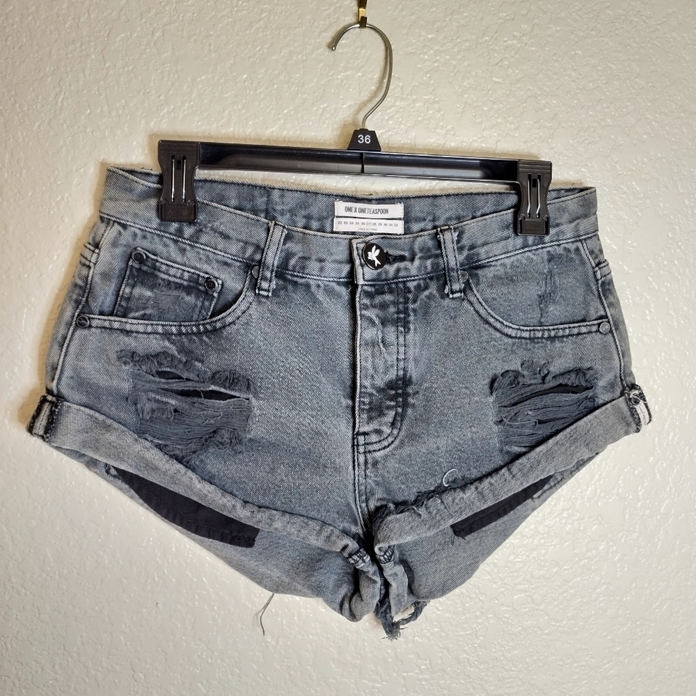 One teaspoon Shorts Bandit Relaxed Fit Button Fly Twisted Cuff Hem Sz 27